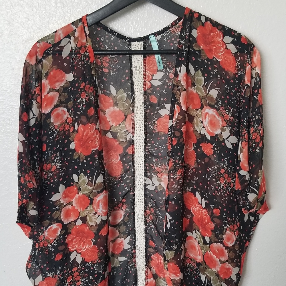 Shear Floral Wrap Cardigan